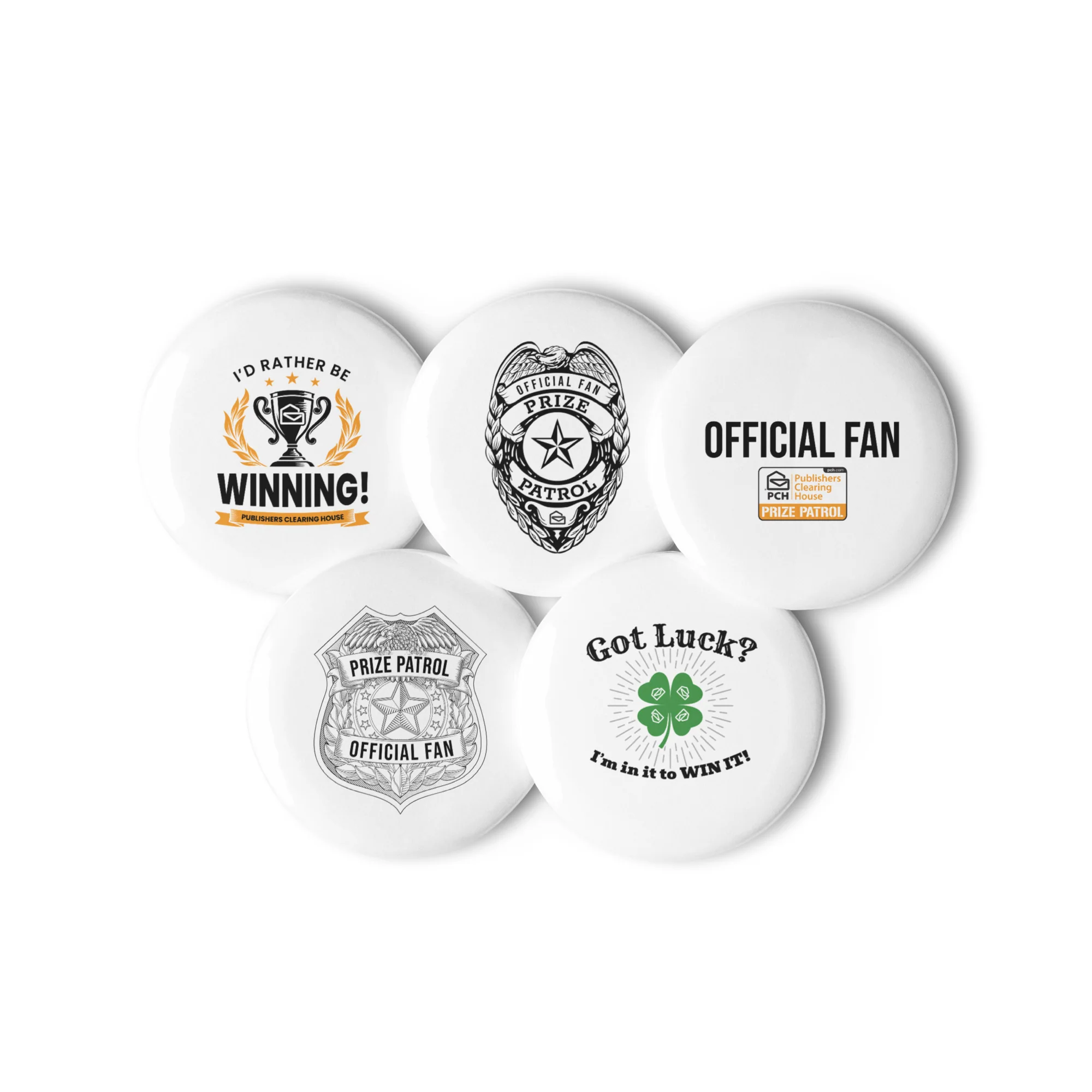 Set Of 5 PCH Pin Back Buttons